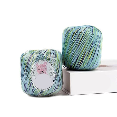 BeadsBalzar Craft Store SKY BLUE Cotton Segment Dyed Yarn – For Weaving, Knitting & Crochet
