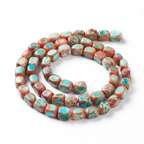 BeadsBalzar Craft Store SKY BLUE Natural Regalite/Imperial Jasper/Sea Sediment Jasper Beads Strands, Dyed, Cuboid