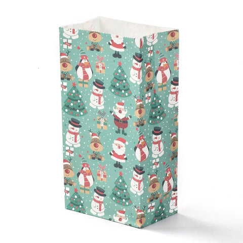 BeadsBalzar Craft Store SNOWMAN Christmas Theme Rectangle Paper Bags, No Handle, for Gift & Food Package 12x7.5x23cm