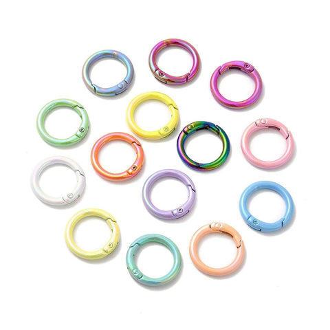 BeadsBalzar Craft Store Spray Painted Alloy Spring Gate Rings – Mixed Colors, 25mm | Keychain & DIY Craft Accessories