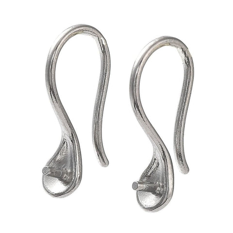 BeadsBalzar Craft Store STAINLESS STEEL 304 Stainless Steel Earring Hooks, for Half Drilled Beads 17mm