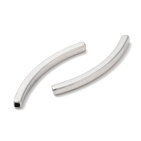 BeadsBalzar Craft Store STAINLESS STEEL COLOR 304 Stainless Steel Curved Tube Beads – 5x40x3mm, Hole 2x2mm, Jewelry Making Supplies