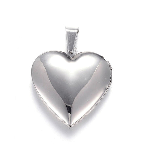 BeadsBalzar Craft Store STAINLESS STEEL COLOR 316 Stainless Steel Locket Pendants, Heart