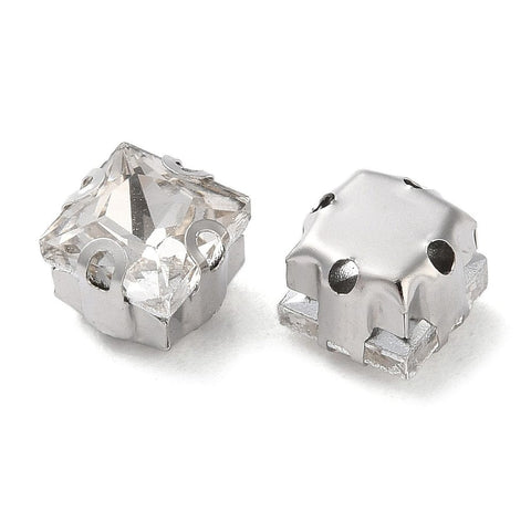 BeadsBalzar Craft Store Stainless Steel Square Sew on Rhinestone