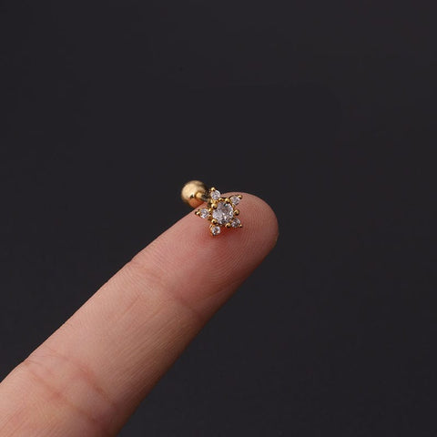 BeadsBalzar Craft Store STAR 316L Stainless Steel Micro Pave Cubic Zirconia Cartilage Earrings