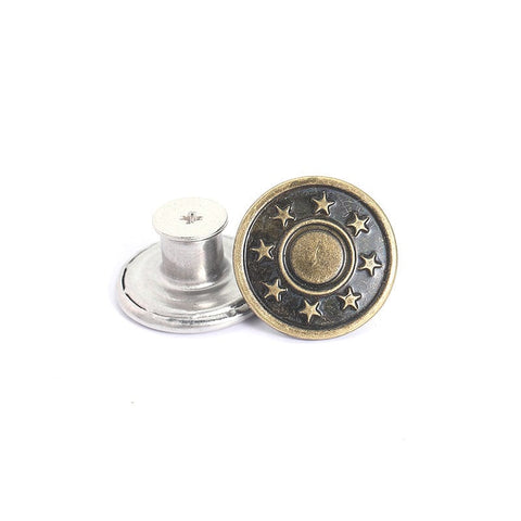 BeadsBalzar Craft Store STAR ANTIQUE BRONZE 17MM DIAMETER / NAIL 7MM Alloy Button Pins for Jeans, Nautical Buttons, Garment Accessories, Round