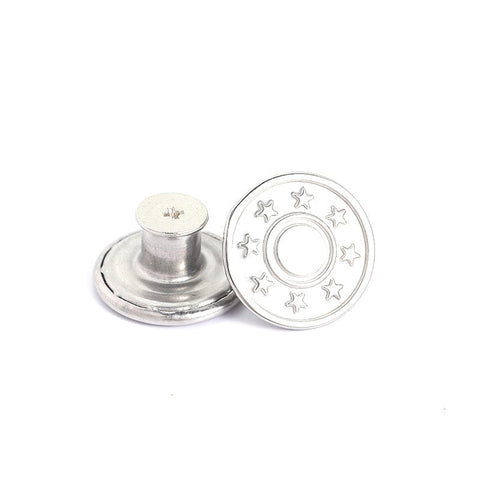 BeadsBalzar Craft Store STAR PLATINUM 17MM / NAIL 7MM Alloy Button Pins for Jeans, Nautical Buttons, Garment Accessories, Round