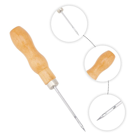 BeadsBalzar Craft Store Steel Bead Awls with Wood Handle – Sewing & Craft Tool – 12.4x2cm – Ideal for Leatherwork, Moccasins, and Beading