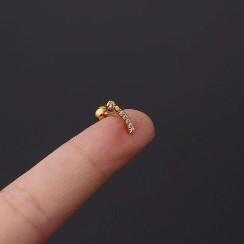BeadsBalzar Craft Store STICK 316L Stainless Steel Micro Pave Cubic Zirconia Cartilage Earrings