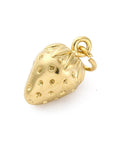 BeadsBalzar Craft Store STRAWBERRY 14x8.5mm 304 Stainless Steel Charms, with Jump Ring, Fruits Charm, Real 18K Gold Plated