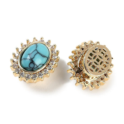 BeadsBalzar Craft Store Synthetic Turquoise Sew on Rhinestone 11x13mm 18Kt Gold Plated