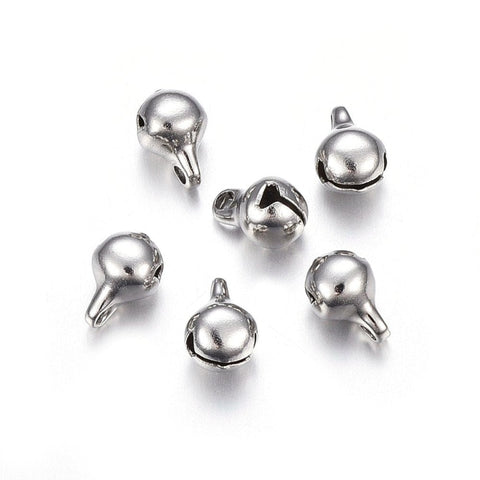 BeadsBalzar Craft Store Tarnish Resistant 304 Stainless Steel Bell Charms, Stainless Steel Color
