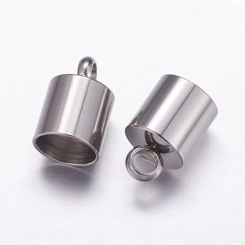 BeadsBalzar Craft Store Tarnish Resistant 304 Stainless Steel Cord Ends, Stainless Steel Color 12.5x7mm