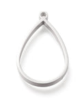 BeadsBalzar Craft Store TEARDROP 20x32mm Tarnish Resistant 304 Stainless Steel Open Back Bezel Pendants, For DIY UV Resin, Epoxy Resin,