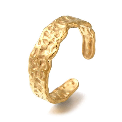 BeadsBalzar Craft Store Textured 304 Stainless Steel Open Cuff Ring