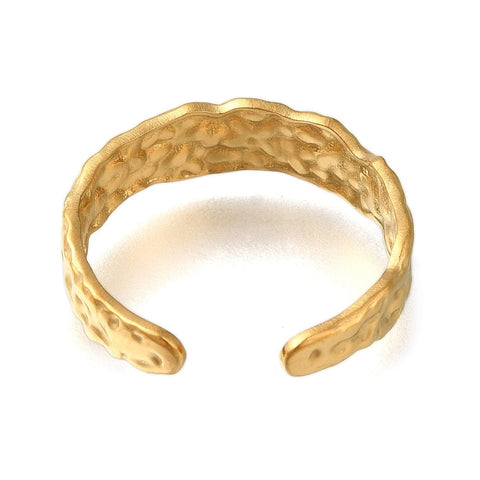 BeadsBalzar Craft Store Textured 304 Stainless Steel Open Cuff Ring