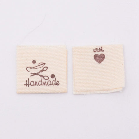 BeadsBalzar Craft Store TOOLS Cotton Sewing Labels, Cloth Labels, for Sewing, Knitting, Crafts, Word Handmade, Khaki