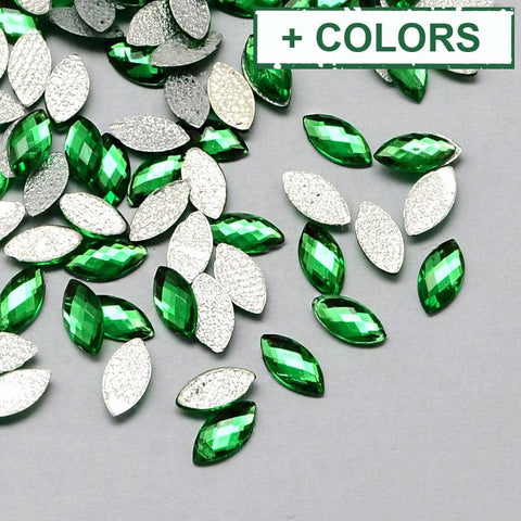 BeadsBalzar Craft Store Transparent Faceted Horse Eye Acrylic Hotfix Rhinestone 10x5mm