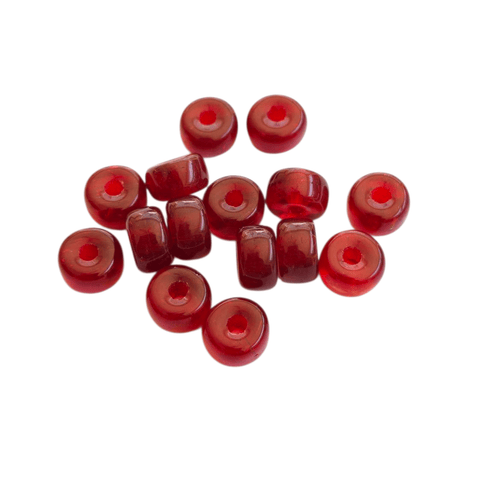BeadsBalzar Craft Store TRANSPARENT RED Pony Glass Beads 6x9mm – Oval Craft Beads for Jewelry Making, Beading & DIY Projects