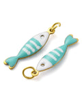 BeadsBalzar Craft Store TURQUOISE 304 Stainless Steel Enamel Pendants, with Jump Ring, Ion Plated , Fish