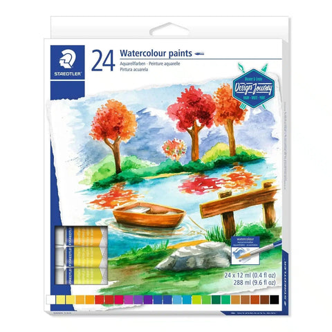 BeadsBalzar Craft Store Watercolour Paint Set – 24 x 12ml (0.4 fl oz) Tubes – Professional-Grade Colors