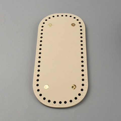 BeadsBalzar Craft Store WHEAT Oval PU Leather Bag Bottom Shaper Pad – Knitting & Crochet Purse Base with Iron Nails, 223x102x9mm