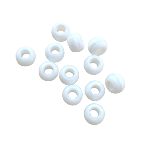 BeadsBalzar Craft Store WHITE Furnace Big Hole Glass Beads 8x5mm – Oval Craft Beads for Jewelry Making, Beading & DIY Project