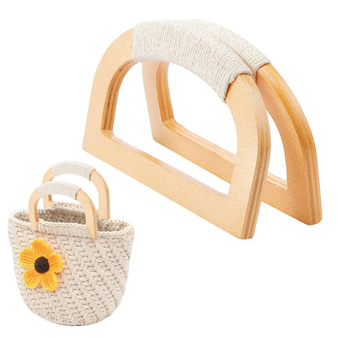 BeadsBalzar Craft Store Wooden Purse Handles – 16.5cm D-Shape White Bag Handles, Replacement Accessories for Crochet, Straw & Beach Bags