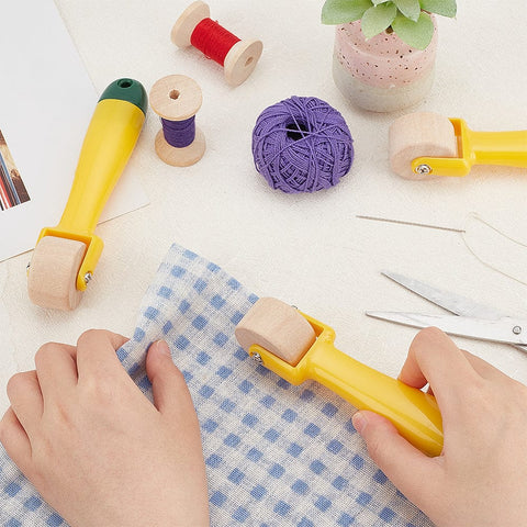 BeadsBalzar Craft Store Wooden Seam Rollers, with Plastic Handle, Quilting Patchwork Tool