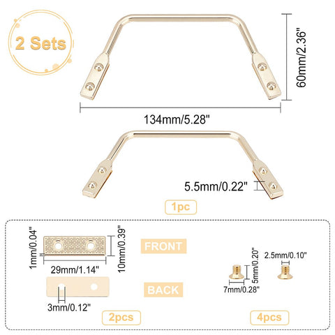 BeadsBalzar Craft Store Zinc Alloy Trapezoid Bag Handle with Suspension Clasp & Screws, Light Gold – Bag Making Accessories