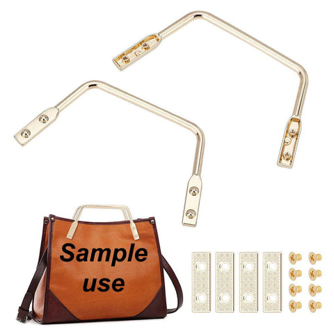 BeadsBalzar Craft Store Zinc Alloy Trapezoid Bag Handle with Suspension Clasp & Screws, Light Gold – Bag Making Accessories