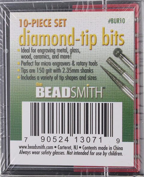 Beadsmith 10 Piece Diamond coated Burr Set 2.35mm -150 grit Beadsmith 10-Piece Diamond Coated Burr Set – Precision Tools for Fine Detailing