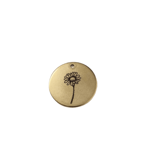 APRIL - DAISY Birth Flower Pendant 304 Stainless Steel Gold Plated 20mm Birth Flower Pendant 304 Stainless Steel Gold Plated 20mm