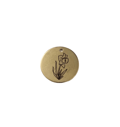 MARCH - DAFFODIL Birth Flower Pendant 304 Stainless Steel Gold Plated 20mm Birth Flower Pendant 304 Stainless Steel Gold Plated 20mm