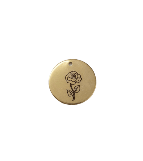 JUNE - ROSE Birth Flower Pendant 304 Stainless Steel Gold Plated 20mm Birth Flower Pendant 304 Stainless Steel Gold Plated 20mm