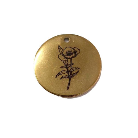 Birth Flower Pendant 304 Stainless Steel Gold Plated 20mm Birth Flower Pendant 304 Stainless Steel Gold Plated 20mm
