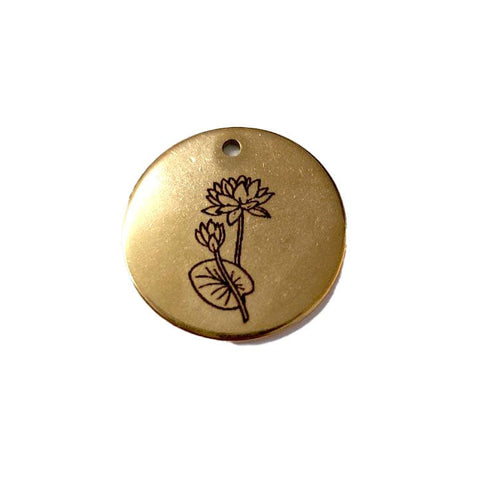 Birth Flower Pendant 304 Stainless Steel Gold Plated 20mm Birth Flower Pendant 304 Stainless Steel Gold Plated 20mm
