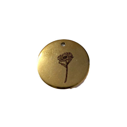 Birth Flower Pendant 304 Stainless Steel Gold Plated 20mm Birth Flower Pendant 304 Stainless Steel Gold Plated 20mm