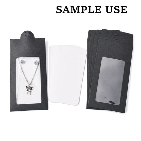 Black Paper Jewelry Packaging Boxes with Display Cards and PVC Window, 15.4x6.7cm Black Paper Jewelry Packaging Boxes with Display Cards and PVC Window, 15.4x6.7cm