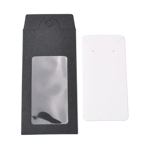 Black Paper Jewelry Packaging Boxes with Display Cards and PVC Window, 15.4x6.7cm Black Paper Jewelry Packaging Boxes with Display Cards and PVC Window, 15.4x6.7cm