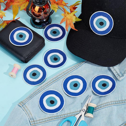 Blue Evil Eye Embroidered Iron-On or Sew-On Patch – 61mm Blue Evil Eye Embroidered Patch 61mm | BalzarCrafts