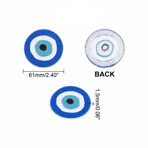 Blue Evil Eye Embroidered Iron-On or Sew-On Patch – 61mm Blue Evil Eye Embroidered Patch 61mm | BalzarCrafts