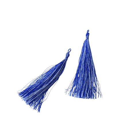 BLUE / WHITE Fabric Tassels 90mm Fabric Cotton Tassels 90mm – Soft, Stylish & Perfect for Crafting
