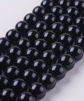 (BP8979-80) Dyed Glass Pearl Round Beads, Black 12mm  (1 STR) (BP8979-80) Dyed Glass Pearl Round Beads, Black 12mm  (1 STR)