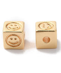 Brass Beads, Cube with Smiling Face Pattern, Real 18K Gold Plated, 4x4x4mm Brass Beads, Cube with Smiling Face Pattern, Real 18K Gold Plated, 4x4x4mm