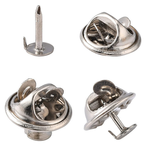 Brass Butterfly Clutches Pin Backs with Tray – Platinum, 11~12mm Brass Butterfly Clutches Pin Backs with Tray – Platinum, 11~12mm