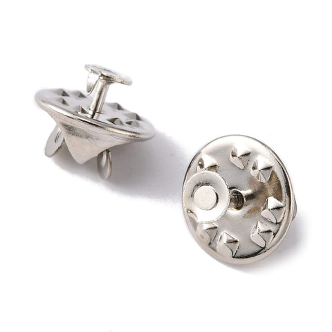 Brass Butterfly Clutches Pin Backs with Tray – Platinum, 11~12mm Brass Butterfly Clutches Pin Backs with Tray – Platinum, 11~12mm