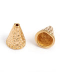 Brass Cone, Textured, Cone, Real 18K Gold Plated 9.5x7.5mm, 5.2mm inner Brass Cone, Textured, Cone, Real 18K Gold Plated 9.5x7.5mm, 5.2mm inner