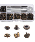Brass Leather Snap Buttons Fastener Kits including tools Brass Leather Snap Buttons Fastener Kits including tools