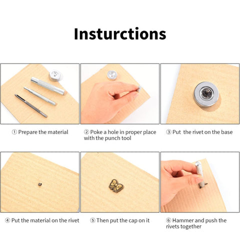 Brass Leather Snap Buttons Fastener Kits including tools Brass Leather Snap Buttons Fastener Kits including tools